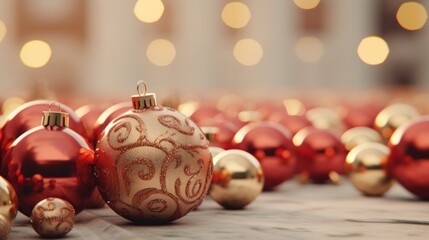 Red and gold Christmas ornaments