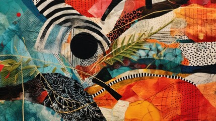 Obraz premium a close up of a piece of art with a lot of different colors and shapes on it and a black hole in the middle. generative ai