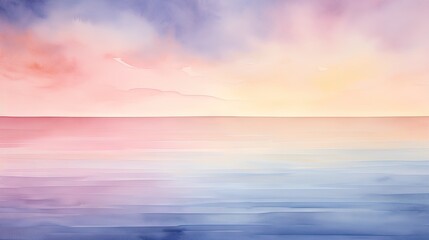 Naklejka na ściany i meble a painting of a sunset over a body of water with a bird flying in the sky over the horizon of the water. generative ai