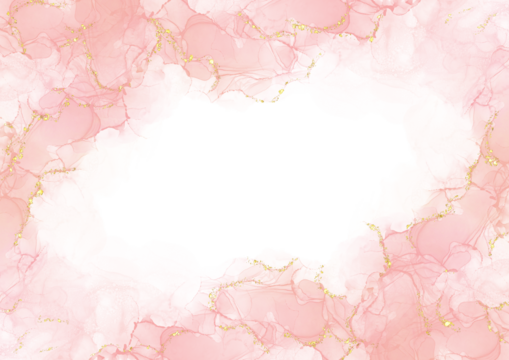 Modern abstract luxury wedding invitation designs or card templates for birthday greetings or invitations on valentines day with pink watercolor waves or fluid art in alcohol ink with gold.