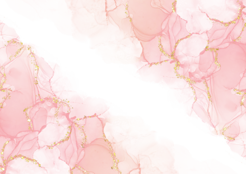 Modern abstract luxury wedding invitation designs or card templates for birthday greetings or invitations on valentines day with pink watercolor waves or fluid art in alcohol ink with gold.