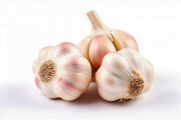 Garlic fresh healthy vegetable on white background. Fresh wholefoods farmer's market produce. Healthy lifestyle concept and healthy food.