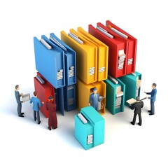 3d person with a stack of folders