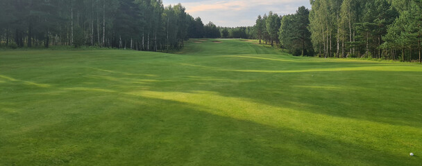 Beautiful landscape on golf course at end of summer