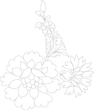 Flowers hand drawn line ar
