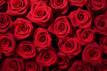 Red Rose Extravaganza: A Top-View Panoramic Banner for St. Valentine's Day or Sant Jordi