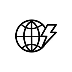 Global energy crisis vector icon. Earth and lightning icon on white background.