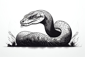 Obraz premium Snake tattoo over a white background. Generative AI