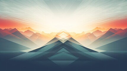  a digital painting of a mountain range with the sun rising over the top of the mountain range in the distance.  generative ai - obrazy, fototapety, plakaty