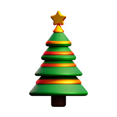 Obraz premium Christmas tree plastic cartoon low poly 3d icon on white background