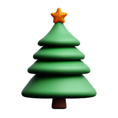 Fototapeta premium Christmas tree plastic cartoon low poly 3d icon on white background