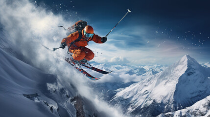 wallpaper of a Freeride skiing skier jumping