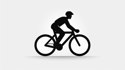 icon of a modern bicycle with human on white background