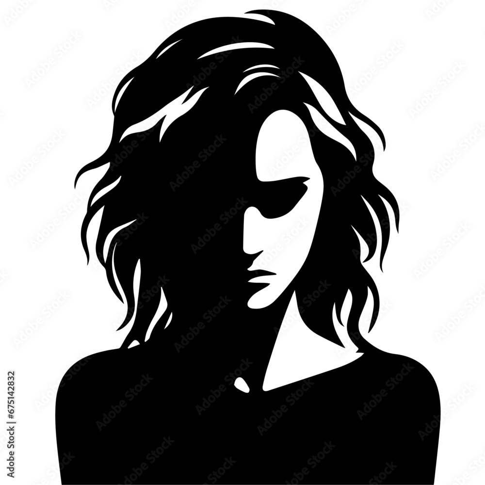 Wall mural upset woman vector silhouette illustration