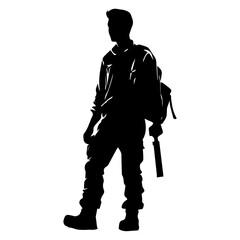 Fototapeta premium Worker Vector silhouette illustration black color