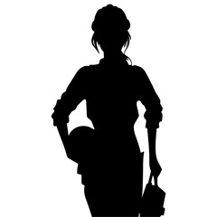 Female Worker vector silhouette illustration black color