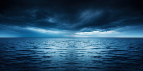 Dark sea surface with a dramatic cloudy sky above. Approaching storm. Generative AI - obrazy, fototapety, plakaty