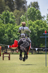 Knight jousting. Medieval knights during a jousting tournament