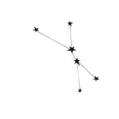 Vector the constellation of cancer in flat style. Abstract zodiac sign. Simple black design element, clip art on theme of cosmos, astronomy, kids design
