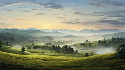 Fototapeta premium nature spring view grass landscape illustration sky summer, beautiful outdoor, scenery hill nature spring view grass landscape