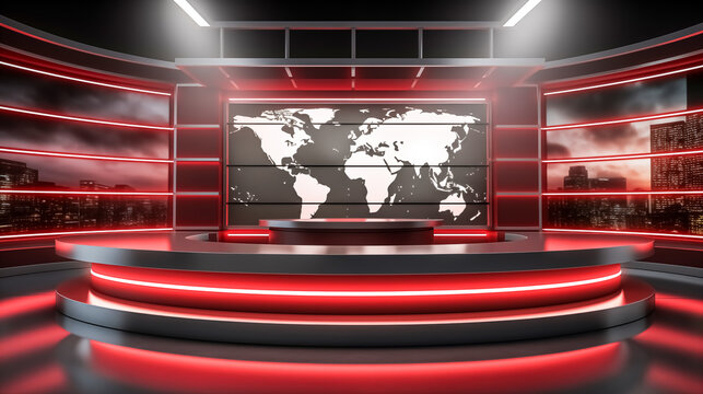 News Studio. Backdrop for TV shows.TV studio. News studio. The perfect backdrop for any green screen or chroma key video or photo production. 3d render