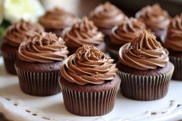 Vanilla Chocolate cupcakes with ganache, cream