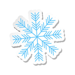 Snowflake sign blue, cute sticker on a white background. Vector illustration