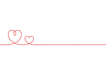 シンプルな手書きの赤いハートのライン　線画