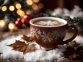 Obraz na płótnie Canvas A cup of coffee with Christmas theme