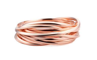 Stack of Rose Gold Bangles on Isolated Background