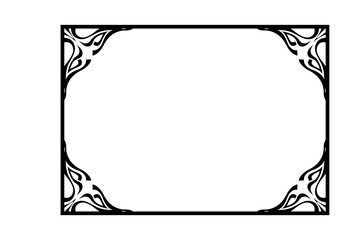 Line Art Ornament Border With Transparent Background