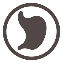 Stomach round icon. Digestive system black symbol