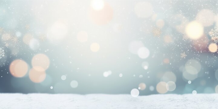 Abstract winter backdrop of bright blurry bokeh lights. Christmas and Happy New Year background