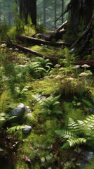 Fototapeta premium Verdant Vitality: A Close-Up of the Mossy Forest Floor