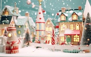 Winter town scenery. Christmas and Happy New Year background