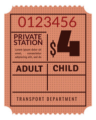 Retro transport ticket template. Vintage ride pass