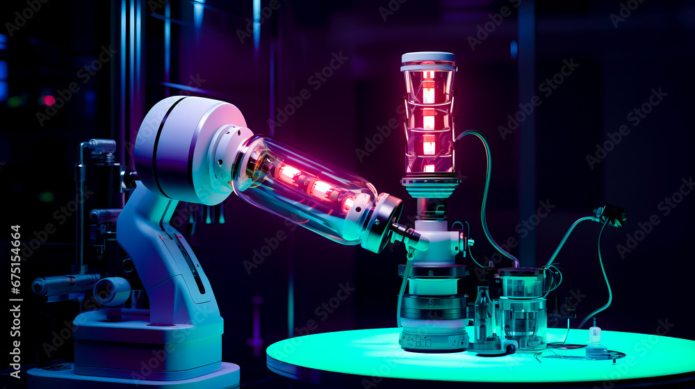 Aufkleber close up of robot arm with light on top of it.