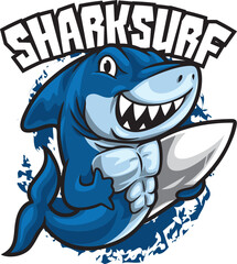 Shark Surfing Vector Illustration