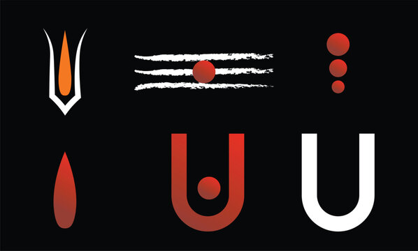 Hindu God tilak sign vector on black isolated