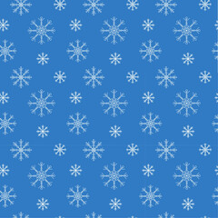 Christmas Happy New Year seamless pattern blue snowflakes wrapping paper retro style vector background 