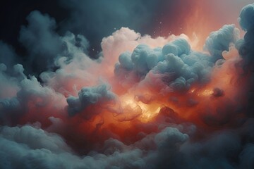 Abstract smoke background with Spectacular cloud burst of blue, pink, and yellow smoke. Various colors in a background of explosion fog - obrazy, fototapety, plakaty