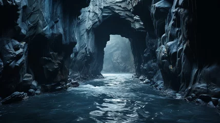 Foto op Plexiglas 洞窟 海 ファンタジー 水 クリスタル 神秘 水路, generative ai © GINGER_Tsukahara