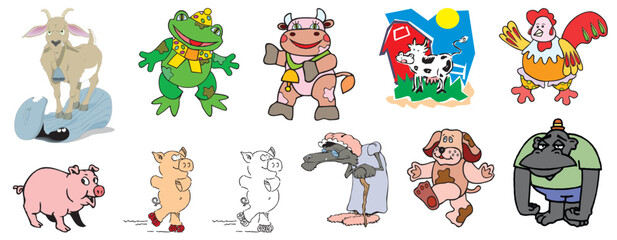 Drawing and Cliparts of miscellaneous animals creative clipart and cartoons etc - compendium vector illustrations editable best art design for multipurpose use in high definition format