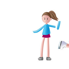 Merry Christmas and Happy New Year greeting card. Realistic 3d design of figure skater girl. Vector illustration