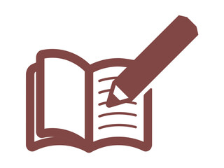 鉛筆と開いた本のシンプル線画イラスト