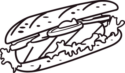 Kebab in flatbread silhouette in black color. Laser cutting eps10 vector template.