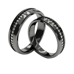 Black wedding rings in the style of romantic isolated, png