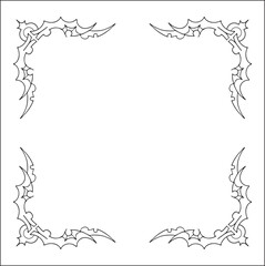Elegant black and white ornamental frame, decorative border, corners for greeting cards, banners, business cards, invitations, menus. Isolated vector illustration.	