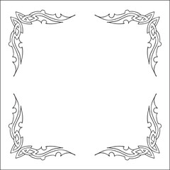 Elegant black and white ornamental frame, decorative border, corners for greeting cards, banners, business cards, invitations, menus. Isolated vector illustration.	