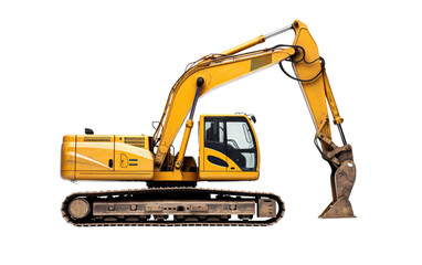 Excavator in Action on Transparent PNG